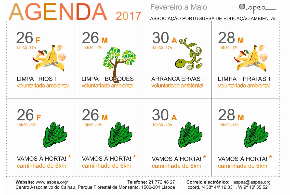 Agenda Voluntariado Ambiental e passeios PFMonsanto ASPEA Lisboa